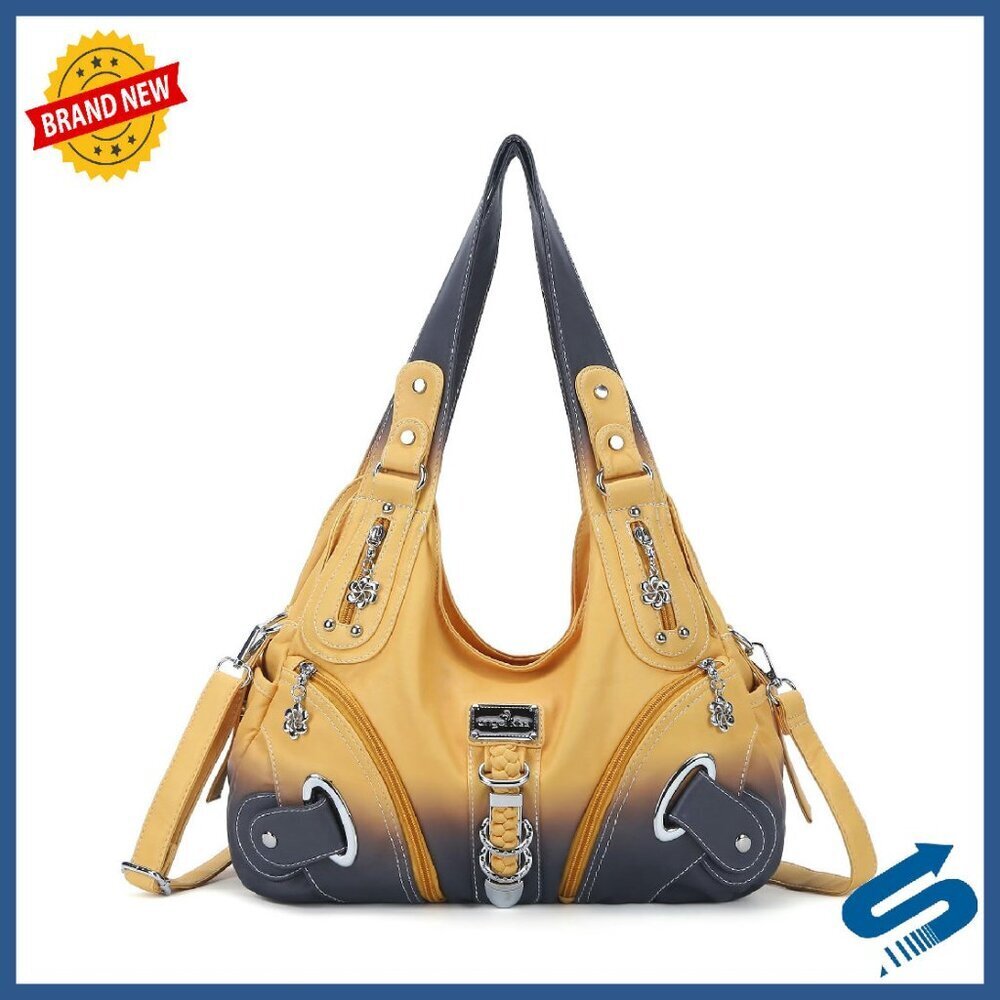 Large Hobo Satchel Shoulder Bag - PU Leather Convertible Backpack